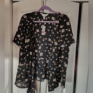 Addition Elle Floral Wrap Around Blouse